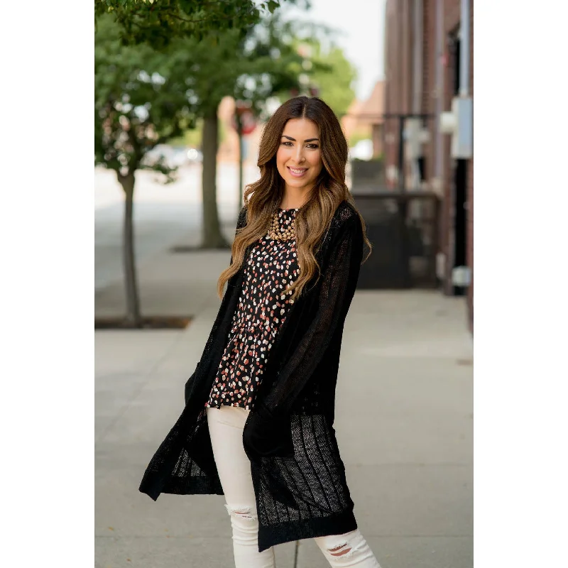 Vertical Striped Tissue Tunic Cardigan