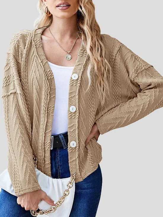 Women's Cardigans Fashion Button Long Sleeve Sweater Cardigan