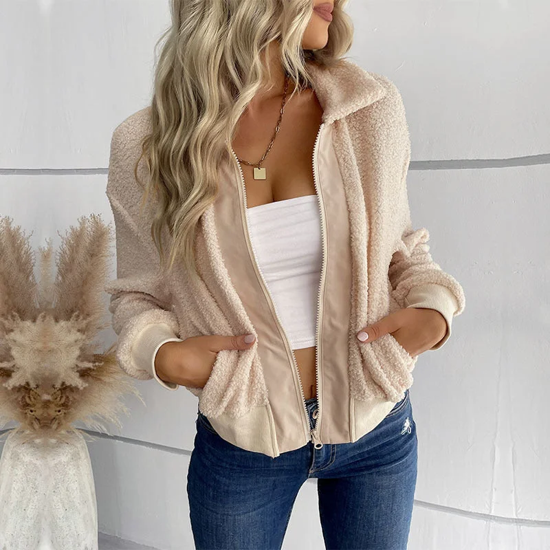 Women's Fashion Wear Solid Color Long Sleeve Lapel Coats