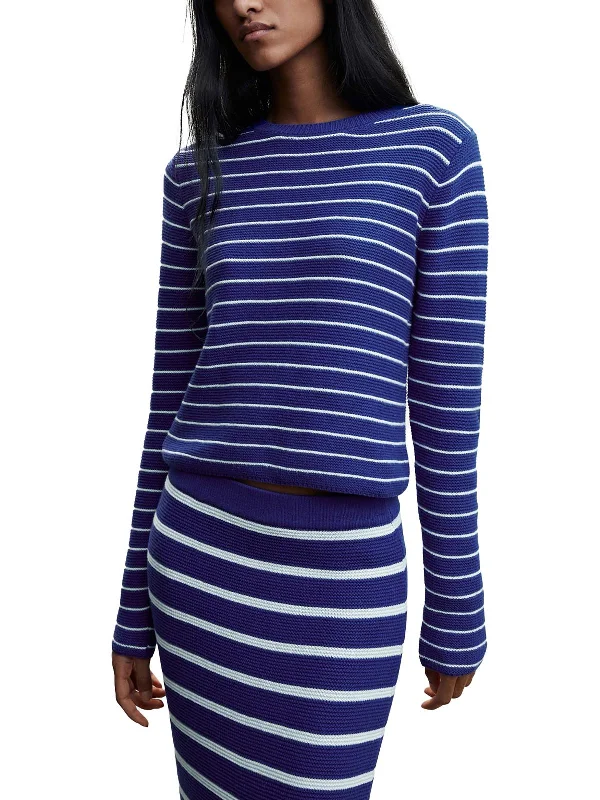 Womens Striped Crewneck Pullover Sweater