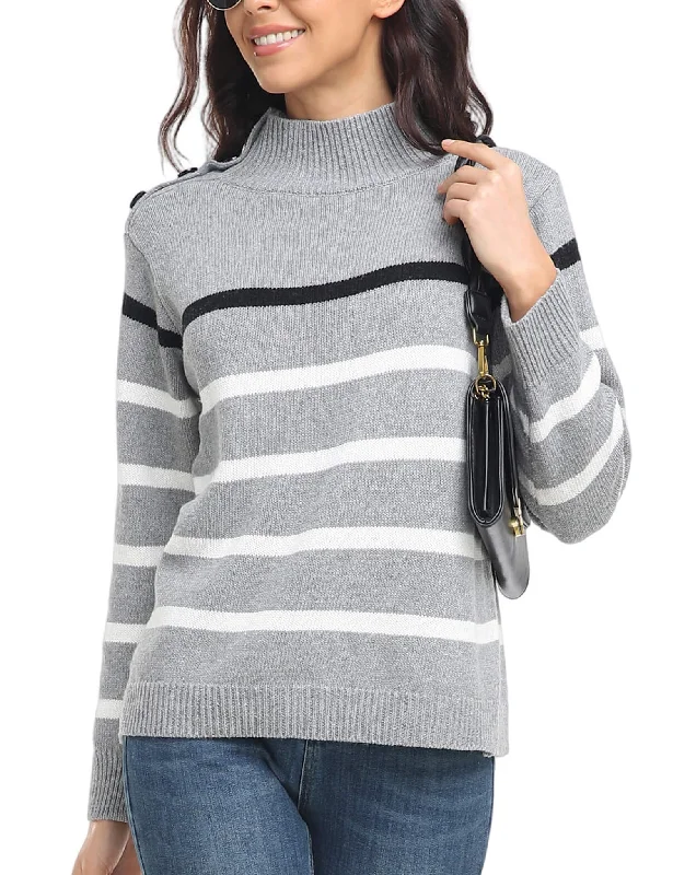 Cozy Stripe High Neck Sweater