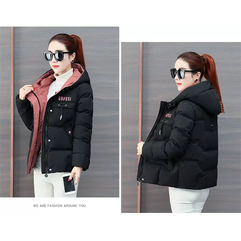 Women's Winter Jacket Warm Hooded Thick Coat - P772 Black