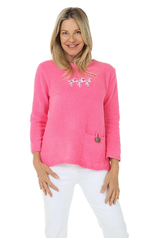 Chenille Flamingo Sweater