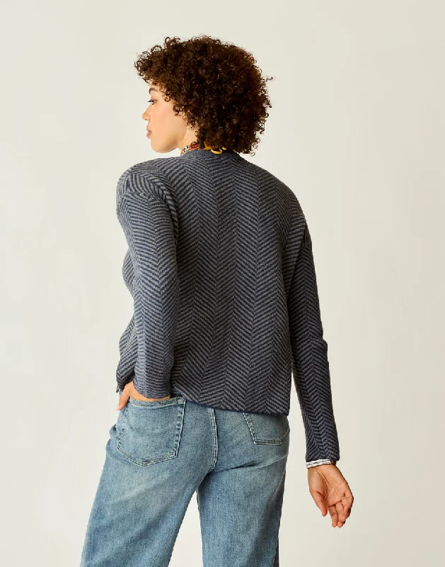 Olivia Plush Sweater: Navy Herringbone