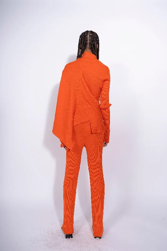 ORANGE DRAPED JUMPER IN MERINO KNIT