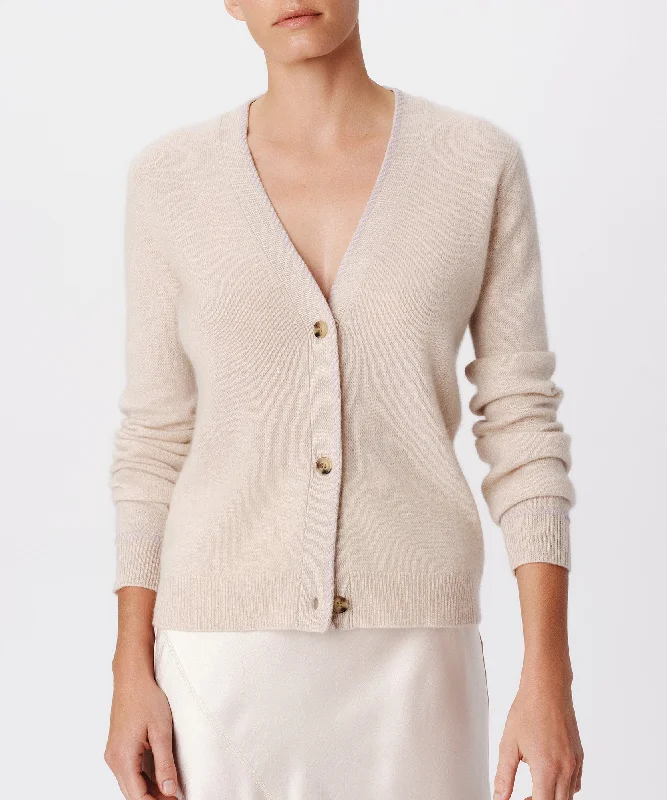 Cashmere Long Sleeve Cardigan - Soft Oatmeal