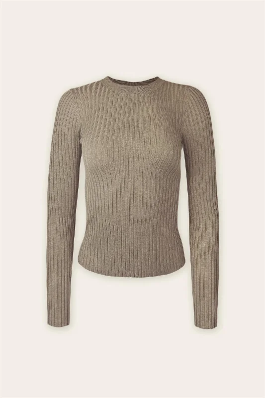 The Danny Back to Basic Ribbed Sweater in Taupe