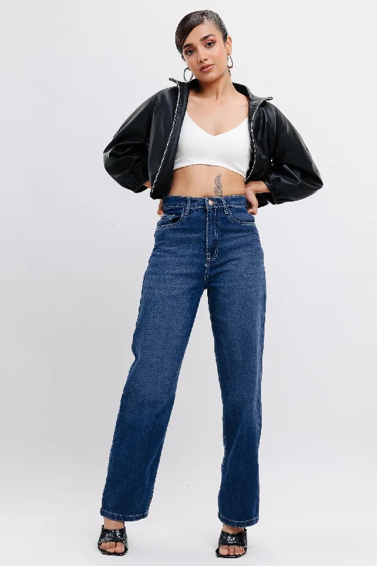 90's Basic Blue Straight Jeans