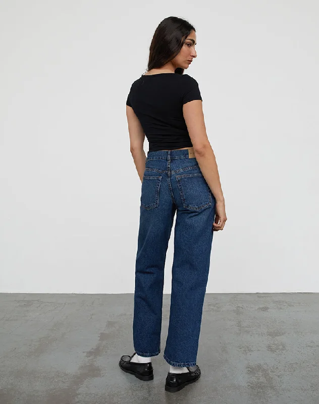 Mid Rise Awkward Parallel Jeans in Mid Blue Used