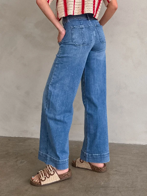 Camille Button Wide Leg Jeans