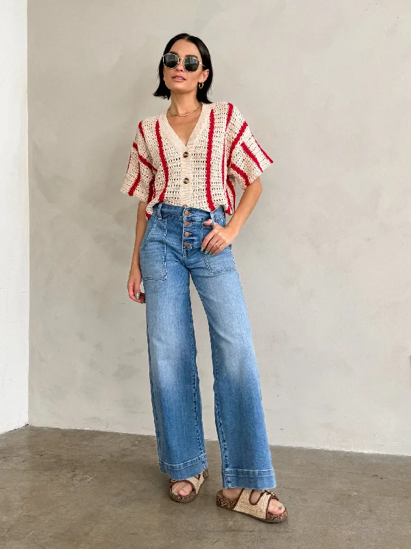 Camille Button Wide Leg Jeans