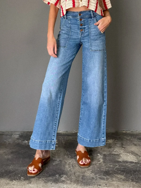 Camille Button Wide Leg Jeans