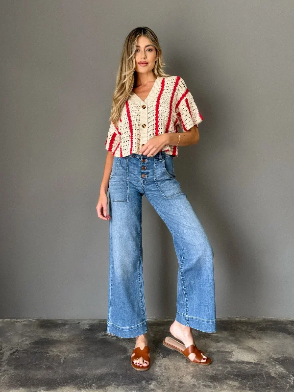 Camille Button Wide Leg Jeans