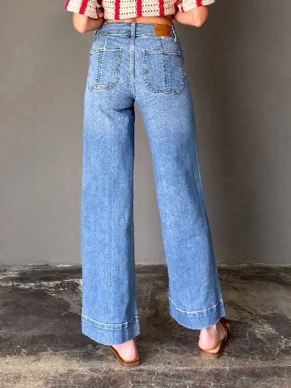 Camille Button Wide Leg Jeans