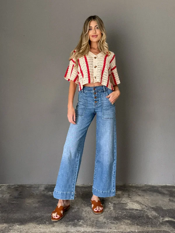 Camille Button Wide Leg Jeans