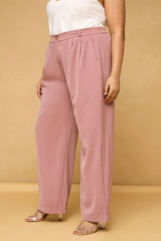 Curve Mauve Pink Pleated Korean Pants