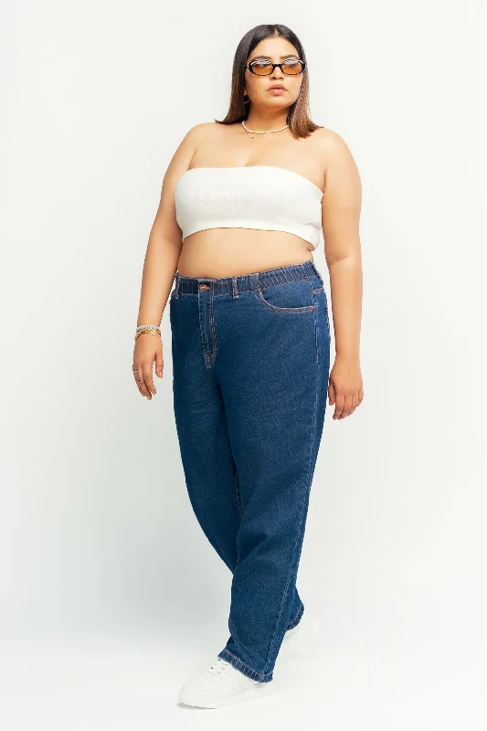 Indigo Elasticated Mom Jeans