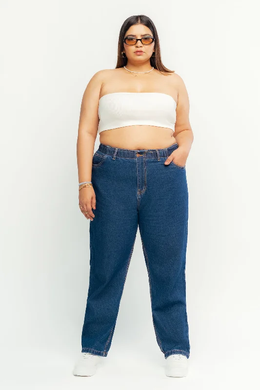 Indigo Elasticated Mom Jeans