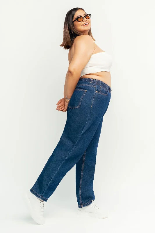 Indigo Elasticated Mom Jeans