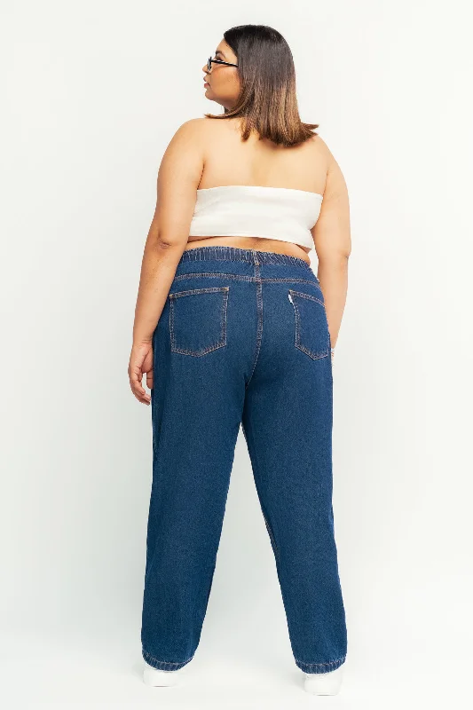 Indigo Elasticated Mom Jeans