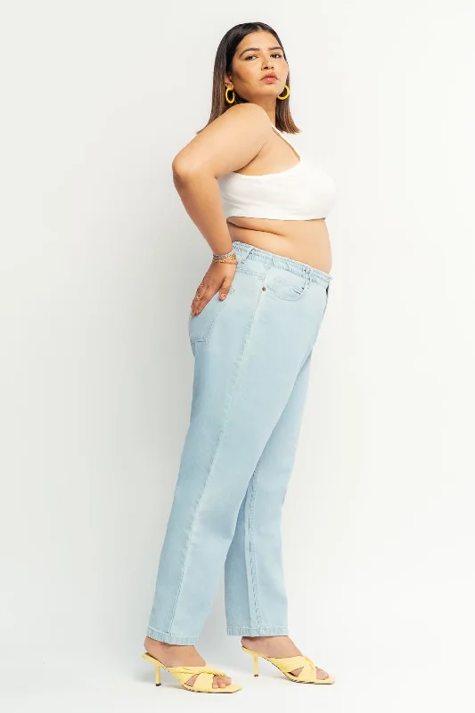 Light Elasticated Mom Jeans