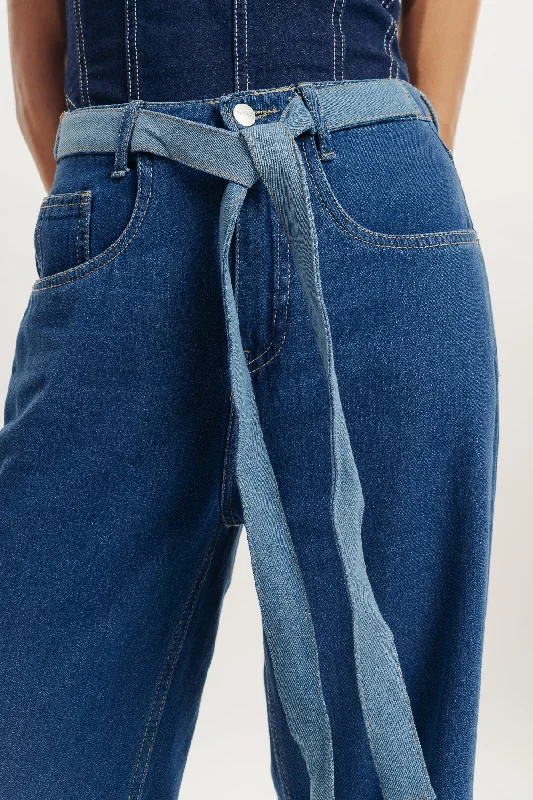 Frayed Patch Straight Fit Jeans