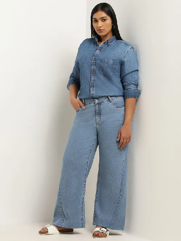 Gia Blue Relaxed Fit Mid Rise Jeans