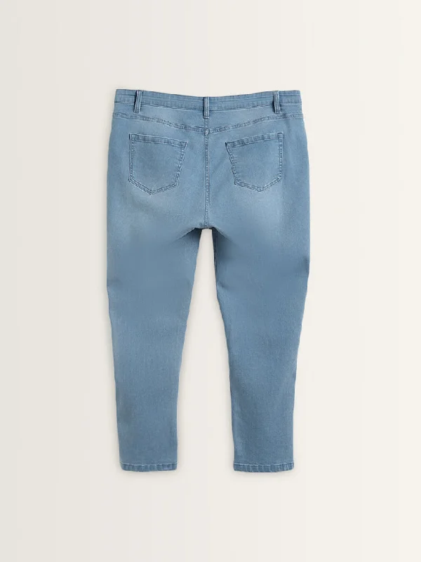 Gia Blue Seam-Detailed Mid Rise Slim - Fit Jeans