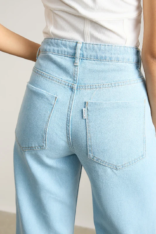 High Waisted Distressed Light Blue Jeans