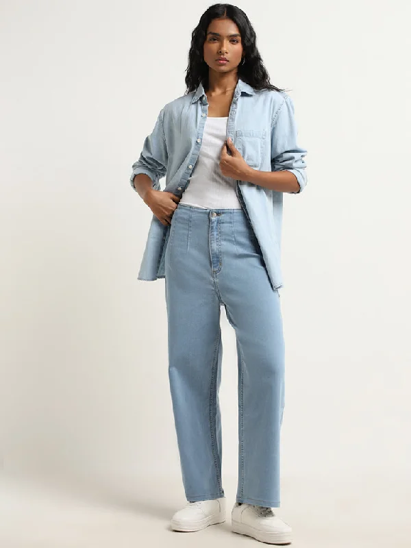 LOV Light Blue High - Rise Relaxed - Fit Jeans