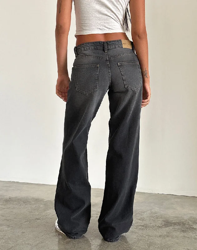 Low Rise Parallel Jeans in Grey Used Bleach