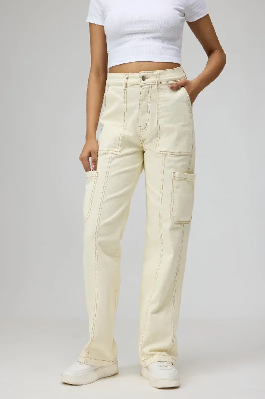 Merino White Cargo Pants