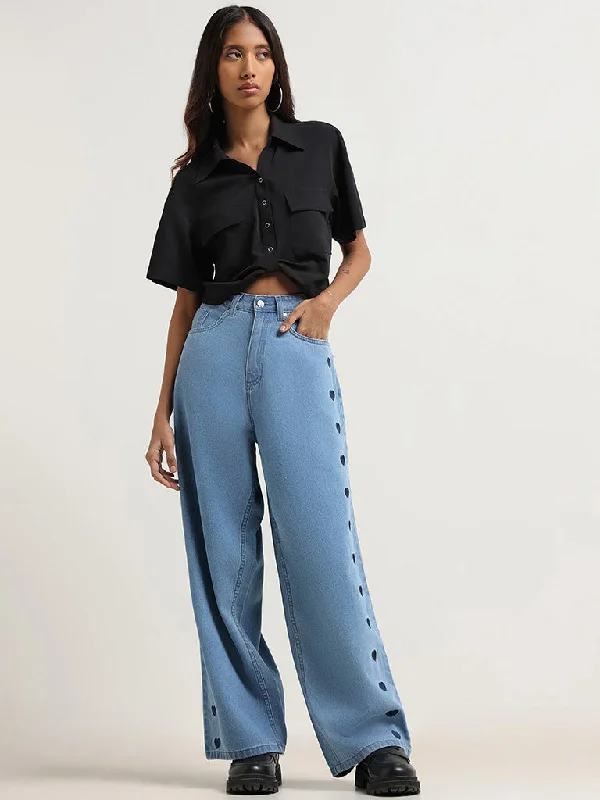 Nuon Blue Relaxed - Fit High - Rise Jeans