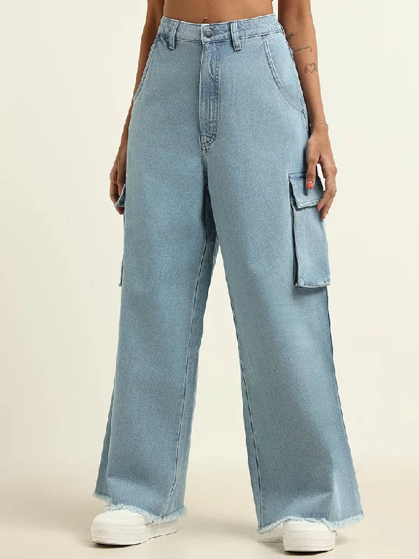 Nuon Blue Wide Leg - Fit Mid - Rise Jeans