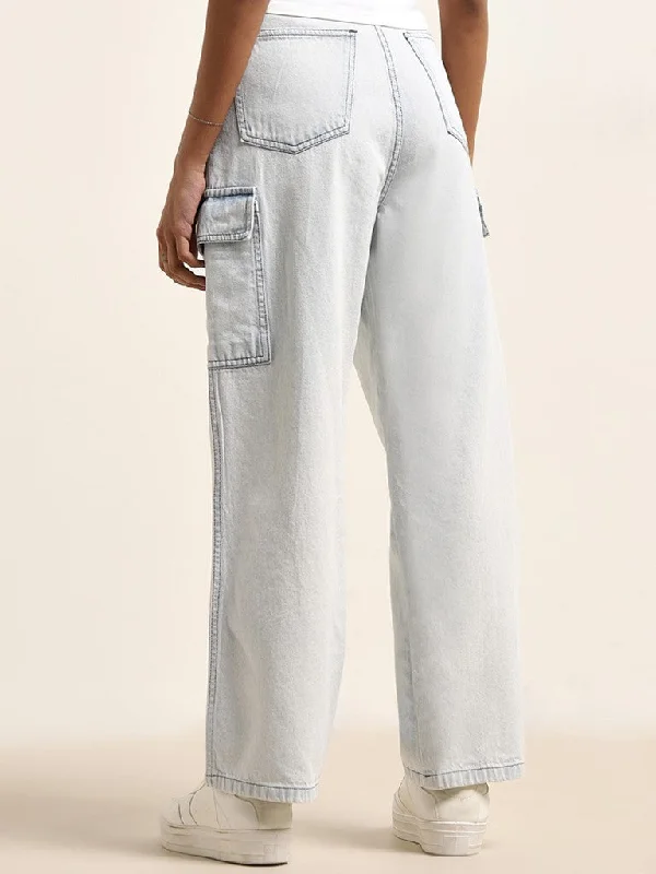 Nuon Light Blue Relaxed - Fit High - Rise Jeans