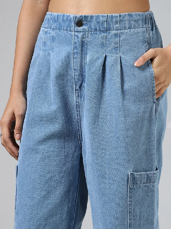 Nuon Light Blue Wide Leg - Fit Mid - Rise Jeans