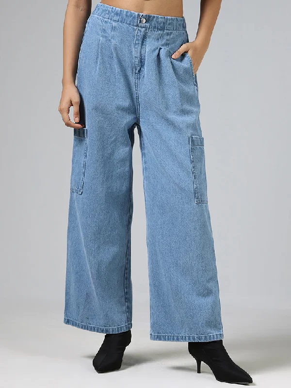 Nuon Light Blue Wide Leg - Fit Mid - Rise Jeans