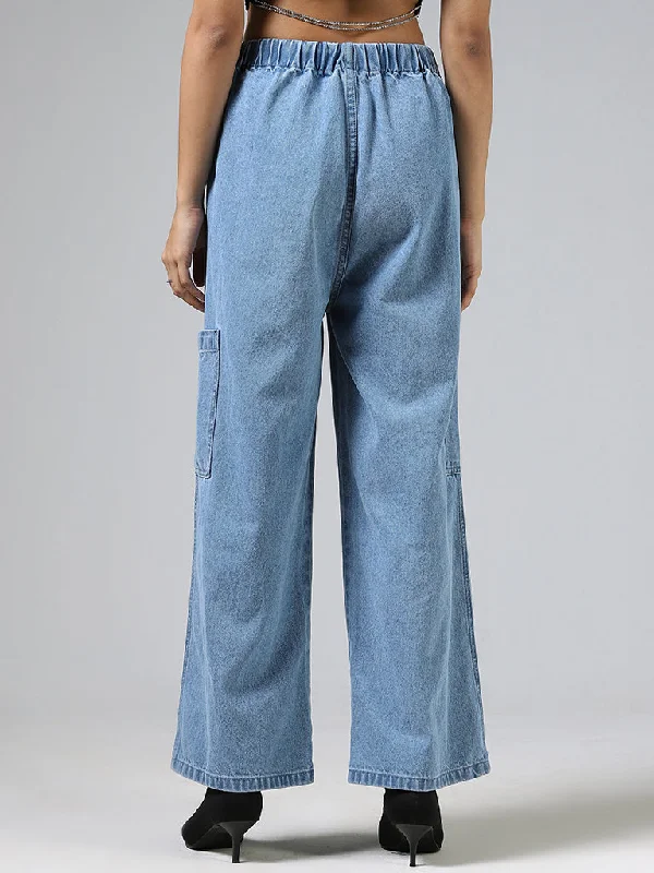 Nuon Light Blue Wide Leg - Fit Mid - Rise Jeans