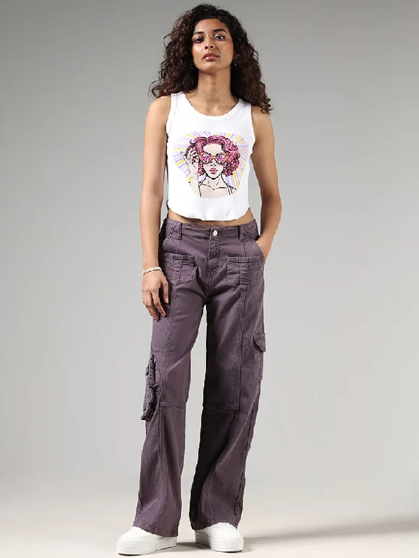 Nuon Purple Straight - Fit Low Rise Jeans