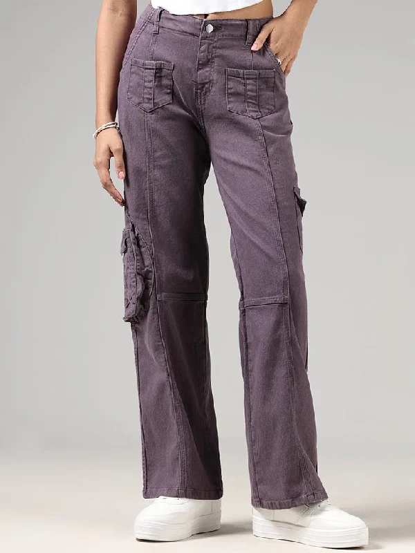 Nuon Purple Straight - Fit Low Rise Jeans