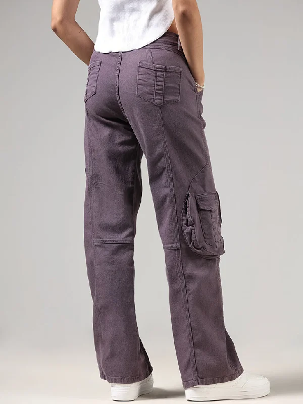 Nuon Purple Straight - Fit Low Rise Jeans