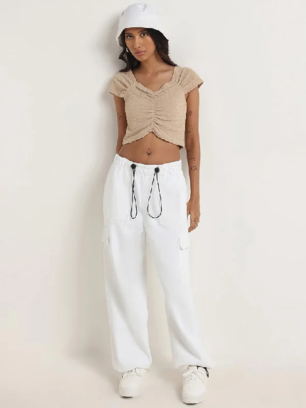 Nuon White Relaxed - Fit Mid Rise Jeans