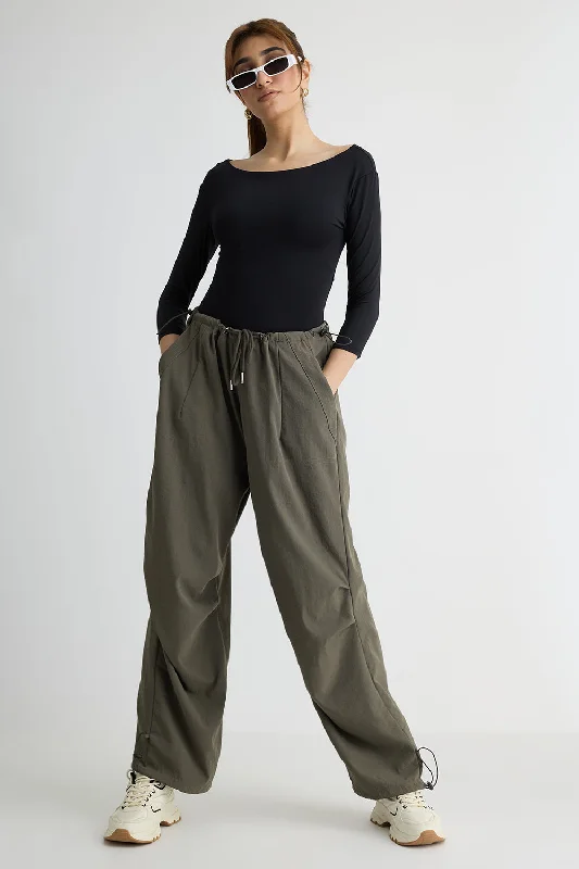 Olive Parachute Cargo Pants