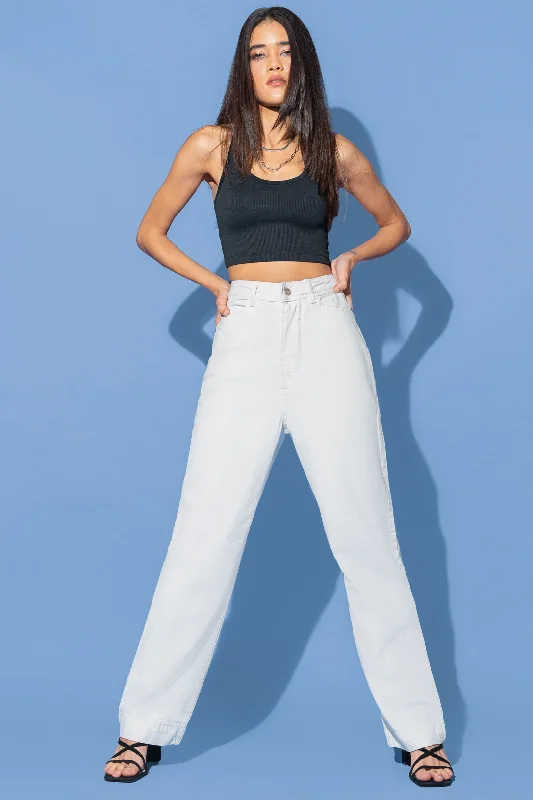 White Straight Fit Jeans