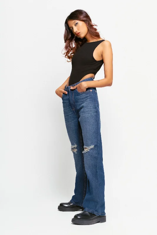 Retro Distressed Bootcut Jeans