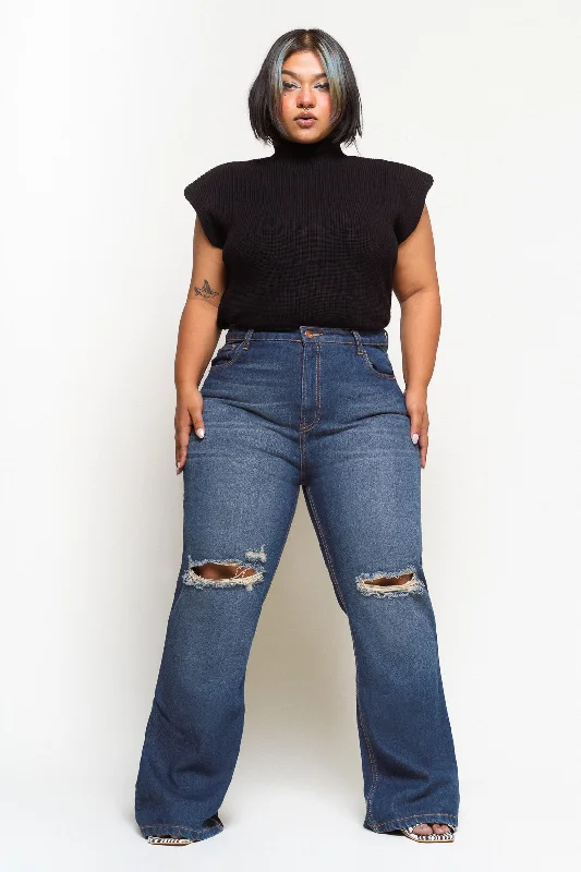 Retro Distressed Bootcut Jeans