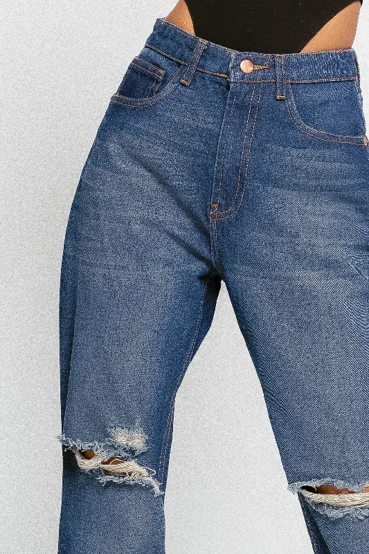 Retro Distressed Bootcut Jeans