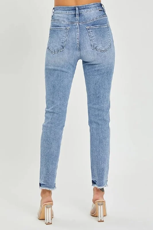 Risen - High Rise Frayed Hem Relaxed Skinny Jeans