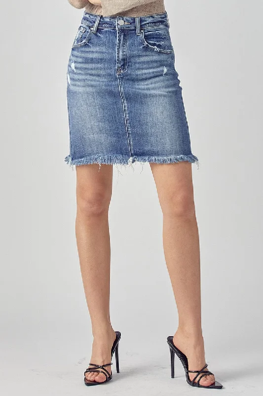 Risen - High Rise Denim Skirt