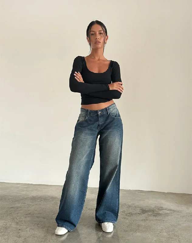 Roomy Extra Wide Low Rise Jeans in Dark Vintage